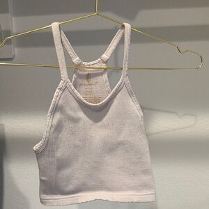 Free People Cream Ribbed Tank Top